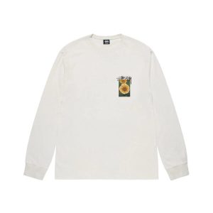 FLOWER GRID PIGMENT DYED LS Sweatshirt WHITE