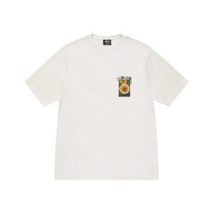 FLOWER GRID PIGMENT DYED TEE WHITE